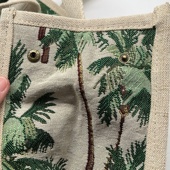 NWT Sun N Sand Beach Bag Cotton Zipped Top Palm Tree Print Pocketbook Tote Bag - Picture 16 of 16